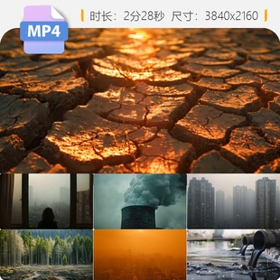 高清环境污染合集水污染空气砍伐森林火灾沙尘暴雾霾4K视频素材