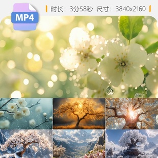 高清古树梨花盛开唯美春天古风意境白色花瓣朵空镜头视频素材