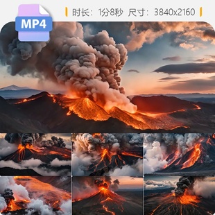 高清火山爆发熔岩岩浆喷发活爆炽热壮观自然地质灾难视频素材