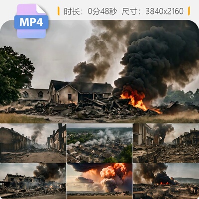 高清战火硝烟飞机轰炸战场废墟侵华原重庆大撤退视频素材