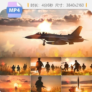 高清八一建军节三军热血铸魂阅兵演习剪影舞台背景视频素材