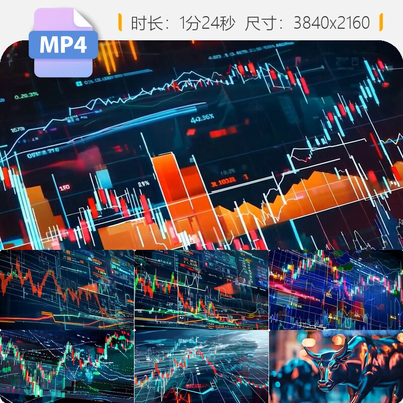高清股票市场走势交易金融证券牛熊指数崩盘下跌投资者恐视频素材