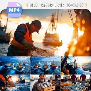 高清海洋渔船出海捕捞渔业丰收渔港开海节现代渔业资源视频素材