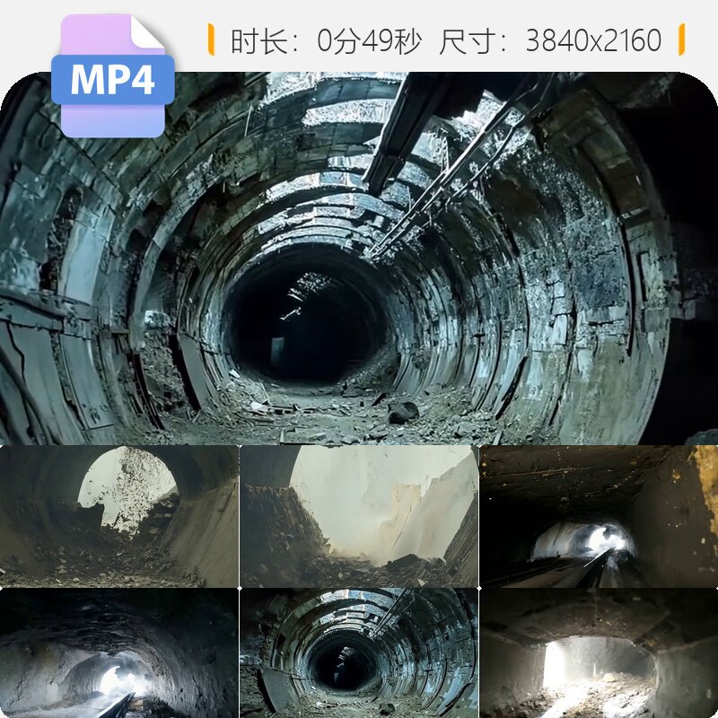 高清隧道坍塌方地铁灰尘墙壁破碎高速三维特效震撼大片视频素材
