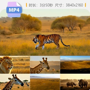 高清非洲大草原野生动物坦桑尼亚萨凡纳象斑马河马风光视频素材