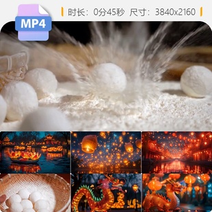 高清元宵节除夕花灯春节庙会传统中国风正月十五闹花灯视频素材