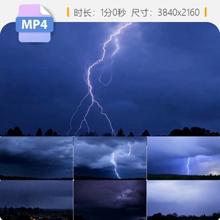 高清乌云闪电电闪雷鸣暴风将至城市黑夜云层翻滚延时视频素材