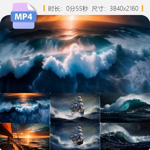 高清大海航行扬帆起航乘风破浪惊涛骇浪砥砺前进奋斗励志视频素材