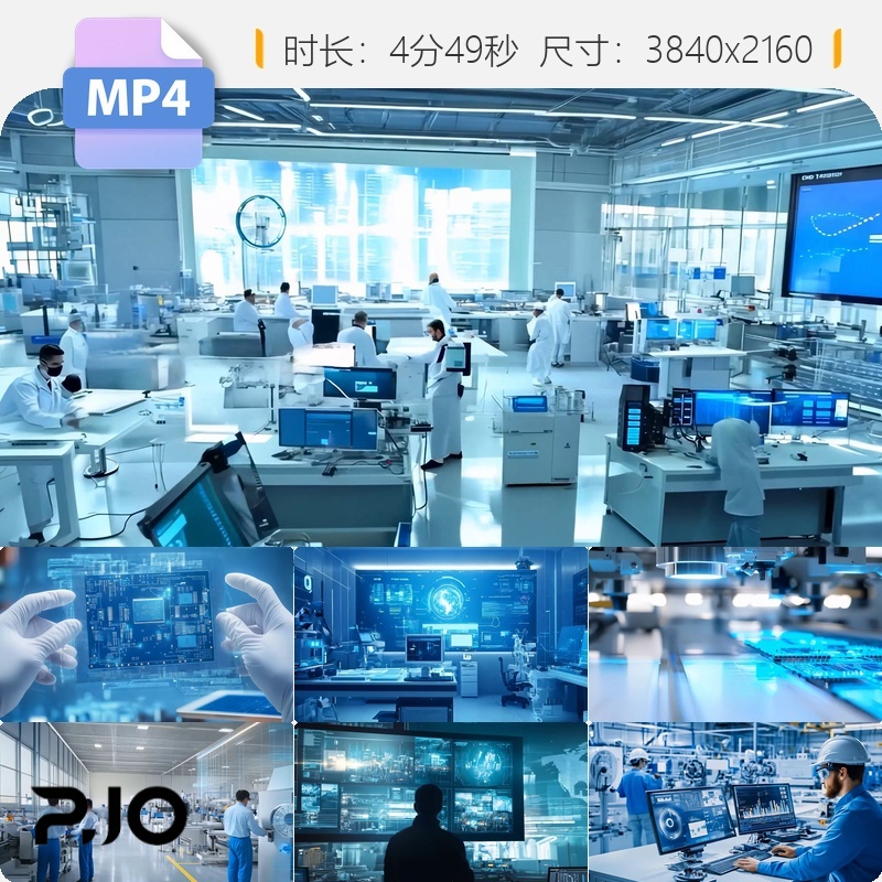 高清芯片实验室机械臂智慧工厂AI数字制造医学区块链疫苗视频素材