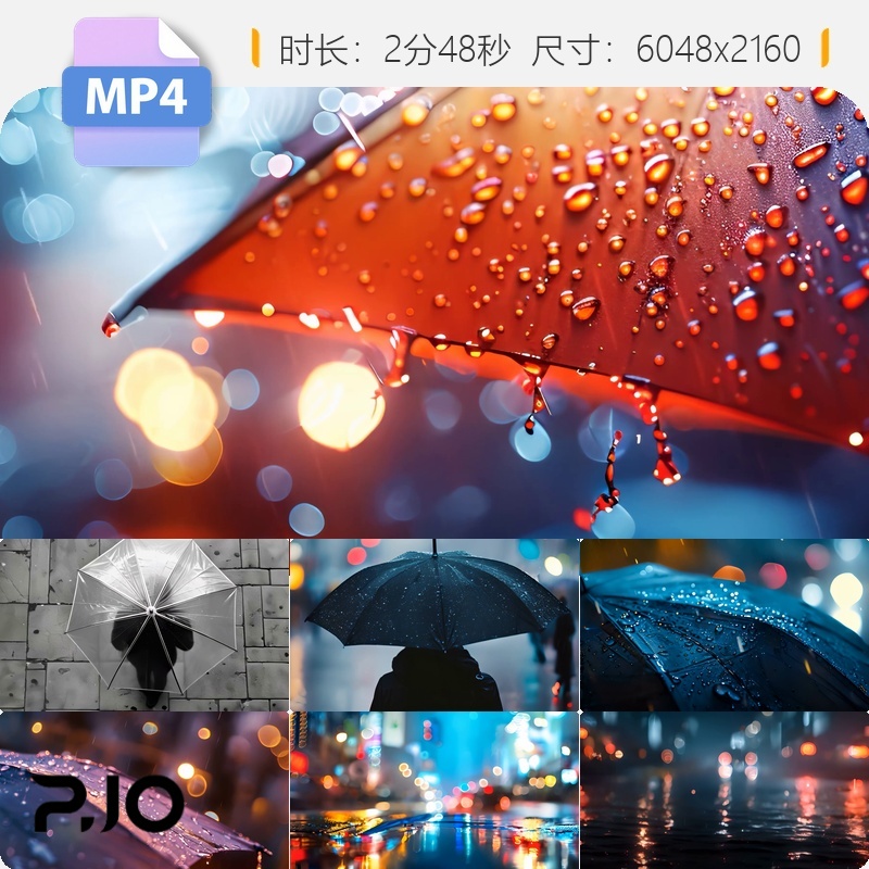 高清雨天打伞宽屏LED视频红色雨伞分手爱情孤独女生夜舞视频素材