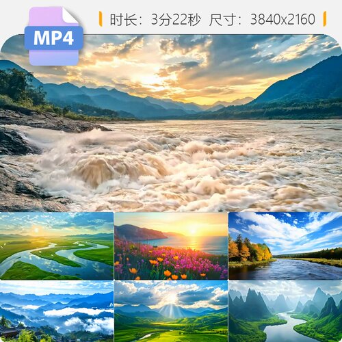 高清春风十万里歌曲背景舞台中国美自然风光草原湖泊河流视频素材