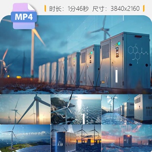 高清风电储能光伏发电改造特高压输电绿色可再生资源视频素材