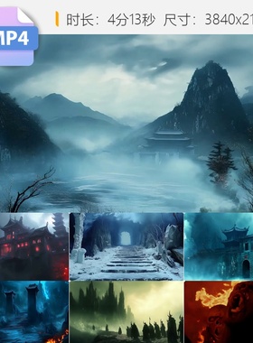 高清地狱炼狱奈何桥望乡台鬼门关十八层地府判官冤魂森寒视频素材