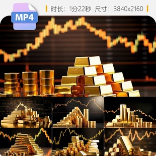 高清黄金价格走势上涨金条金砖国际期货交易投资实时行情视频素材