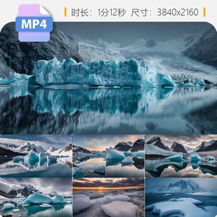 高清冰川河流冰雪融化冰山北极冻时间推移雪地水环境崩塌视频素材