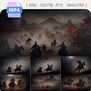 高清古代战争骑马厮杀两军对峙出征边塞烽火将士兵斗保卫视频素材