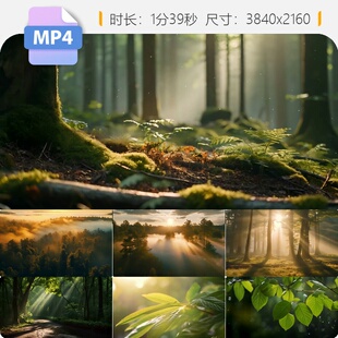 高清清晨森林阳光日出丁达尔云雾逆光意境自然生态风景视频素材
