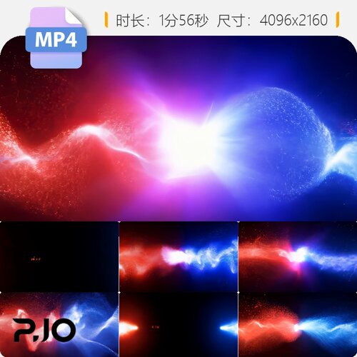高清红蓝粒子对抗碰撞对决PK涡流霓虹光线火花烈焰战斗视频素材