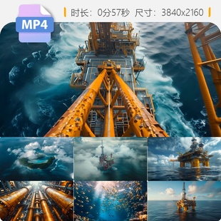 高清海洋石油钻井平台开采勘探运输天然气能源工业工程视频素材