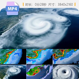 高清气象雷达卫星云图台风预报强对流暴风漩涡登陆预警视频素材