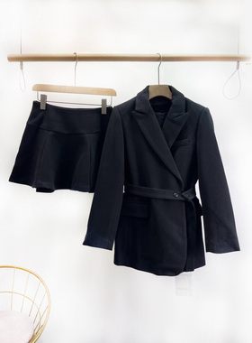 VANE设计感时尚系带西装两件套2025秋装新款加棉半身裙套装29603