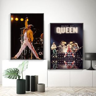 飾畫(huà)Freddie 皇后樂(lè)隊(duì)Queen裝 Mercury海報(bào)掛畫(huà)搖滾音樂(lè)工作室壁畫(huà)