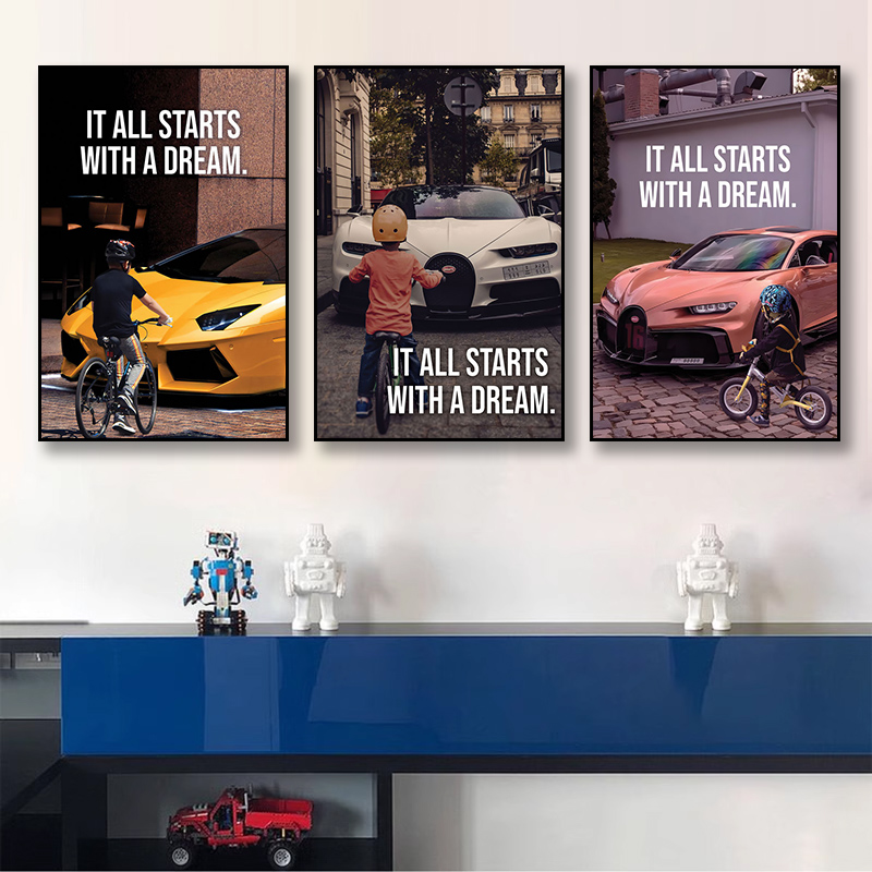 汽车挂画4s美容维修店接待室兰博基尼豪车装饰画跑车赛车主题壁画