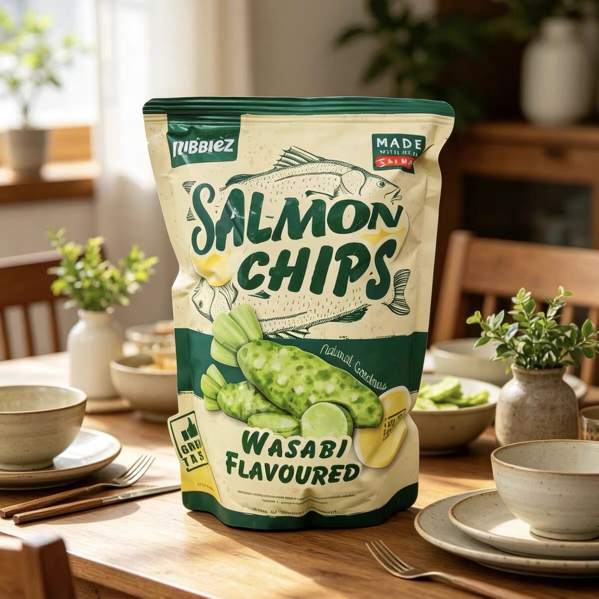 马来西亚进口三文鱼芥末黑松露味脆片膨化薯片休闲食品追剧小零食