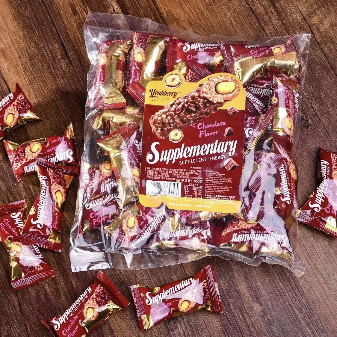 巧克力夹心糖果谷物能量棒绿豆味奶油巧克力味酥脆蛋卷休闲零食