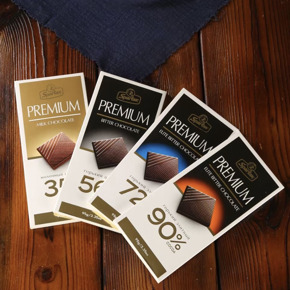 斯巴达克黑巧克力白俄罗斯进口可可脂黑巧健身零食橙子味巧克力