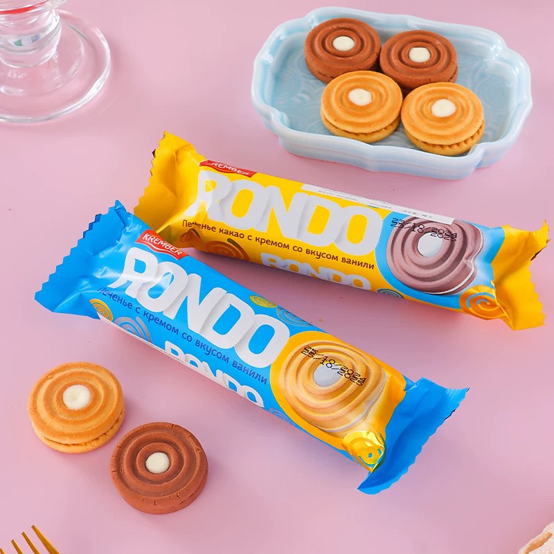 乌兹别克斯坦进口曲奇饼干牛奶味可可夹心休闲零食品办公室下午茶