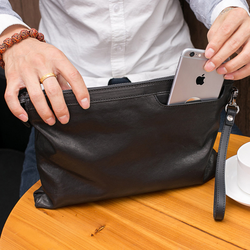 真皮男士手包2020新款潮时尚男包手拿包软皮羊皮大容量手抓信封包