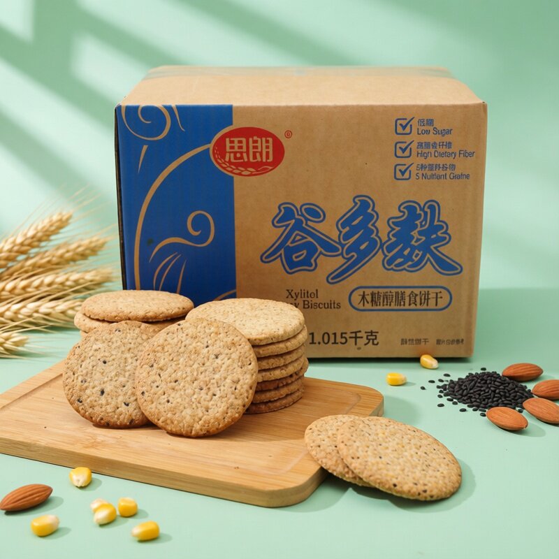 思朗纤麸粗粮消化饼干低糖谷多麸五谷杂粮芝麻早餐代餐零食品整箱