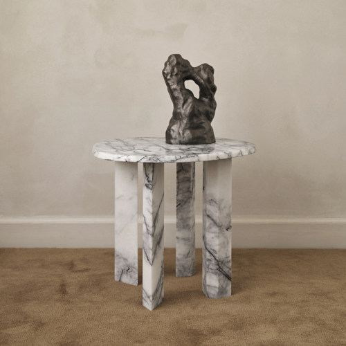 丹麦进口Ferm Living Taula天然大理石茶几圆桌咖啡桌沙发边几