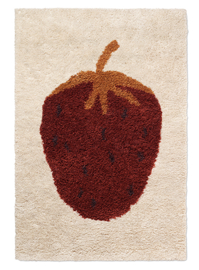 丹麦ferm LIVING Fruiticana Tufted系列地毯 菠萝草莓图案羊毛毯