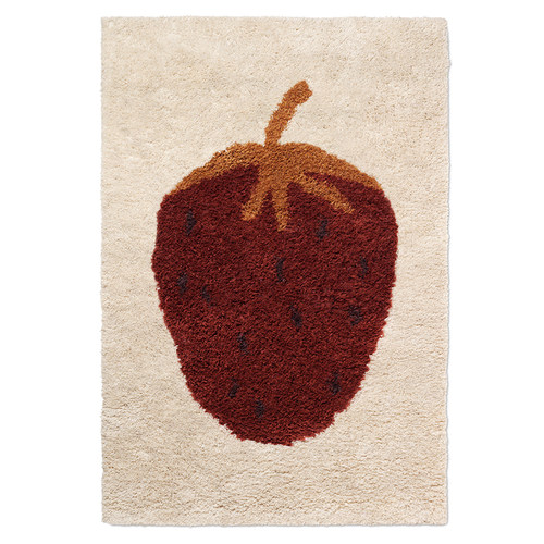 丹麦ferm LIVING Fruiticana Tufted系列地毯 菠萝草莓图案羊毛毯