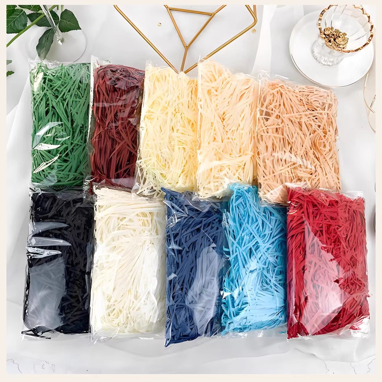 节日拉菲草纸丝手伴礼填充物水果盒装饰礼品礼盒填充拉菲草纸条包