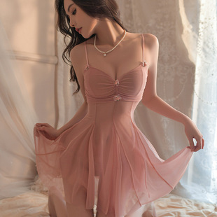 透视激情诱惑睡衣女A123 情趣内衣性感吊带睡裙纯欲风小胸显大法式