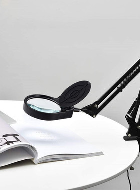 PD43598跨境热卖夹式悬臂支架三色灯可调阅读手机维修检测放大镜