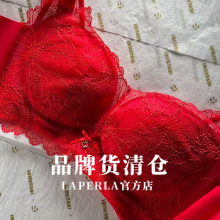 清仓S.LAPERLA法式全蕾丝薄杯文胸女性感聚拢无钢圈红色内衣