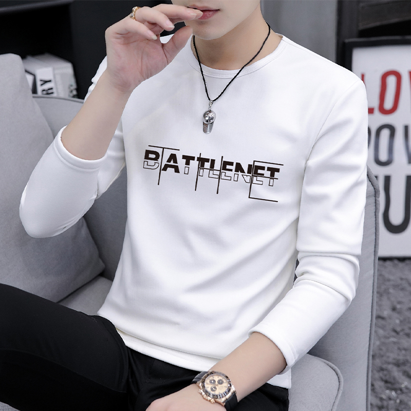 秋季纯棉男装t恤长袖打底衫上衣