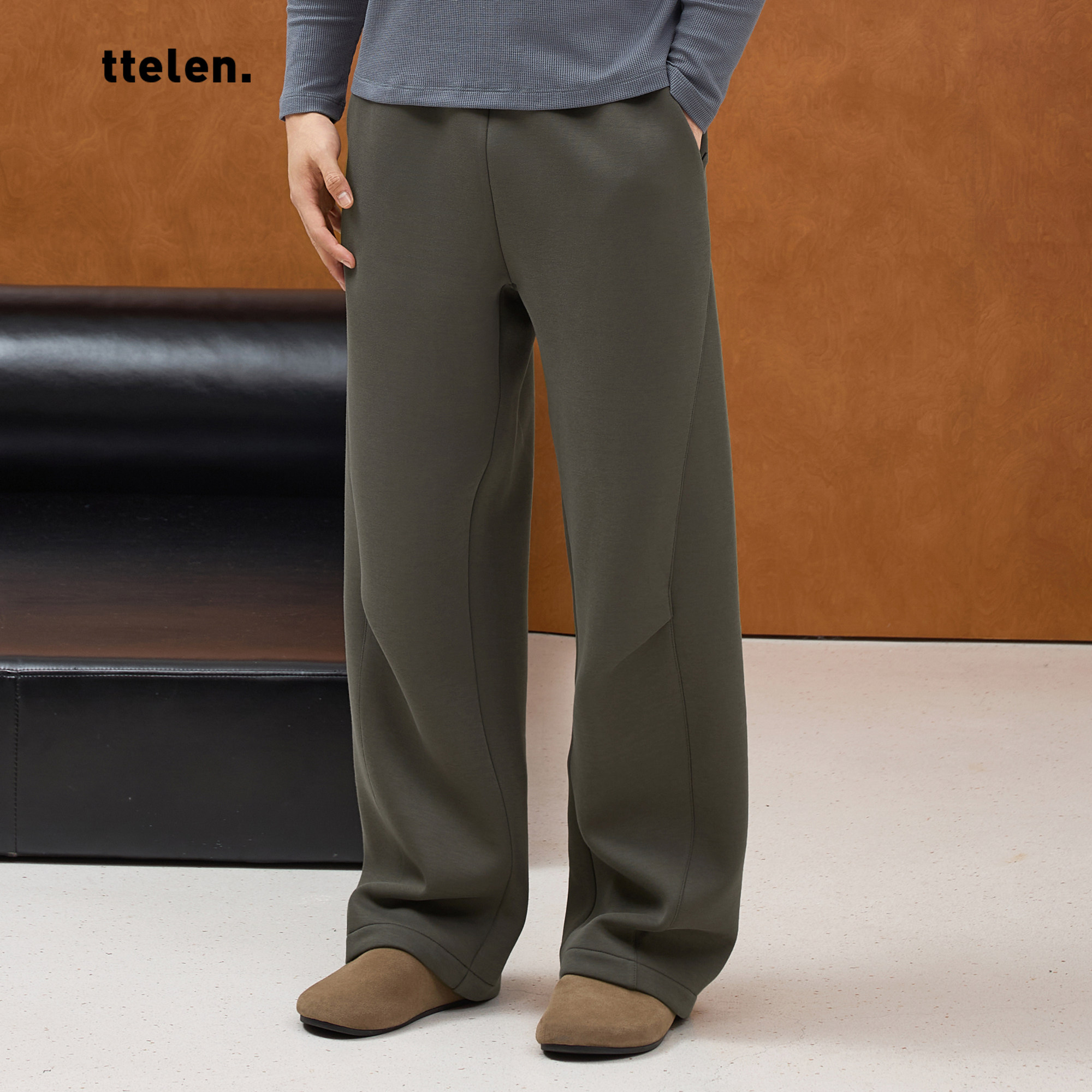 ttelen.手感柔软设计感加厚直筒裤男款秋冬休闲运动健身长裤新款,男装,休闲裤,淘宝优惠券,粉丝福利购,淘宝优惠卷