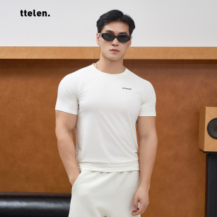 ttelen.软糯天丝运动短袖 高弹紧身训练健身内搭显大上衣 T恤男款