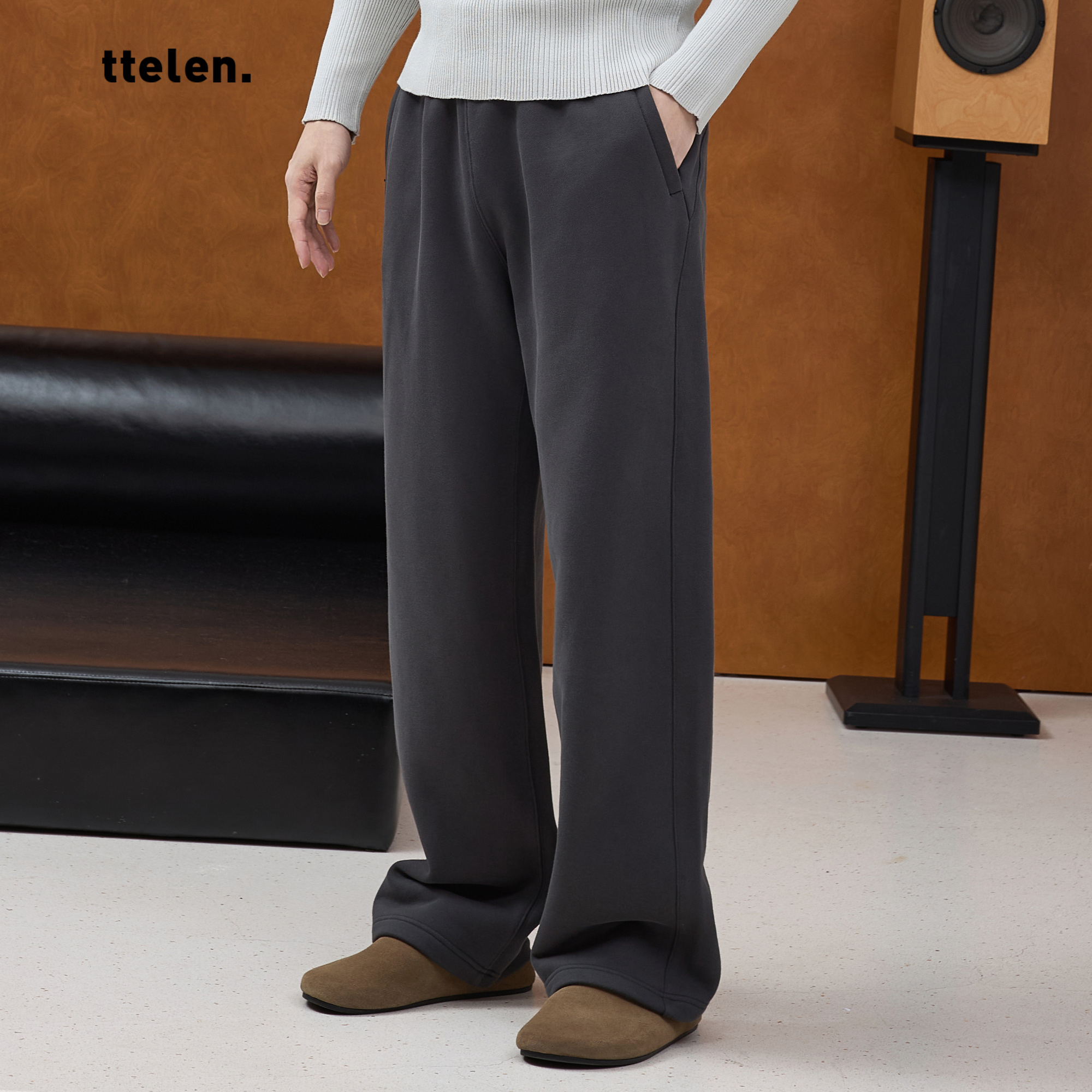 健身通勤直筒垂感加绒运动长裤