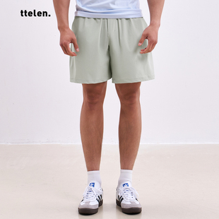 ttelen夏季薄款透气休闲直筒裤速干运动短裤男款分割宽松健身裤子