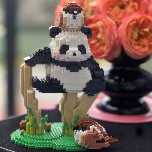 熊猫花花拼装积木萌兰玩具