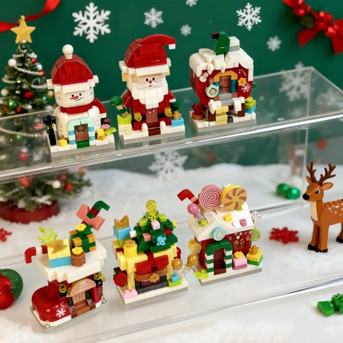 圣诞装饰礼物小颗粒积木益智拼装摆件圣诞老人圣诞树公仔学生奖品