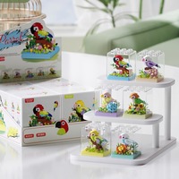 新品櫻花蜜語系列鸚鵡小鳥積木花完美結合帶透明盒六一兒童節(jié)禮物