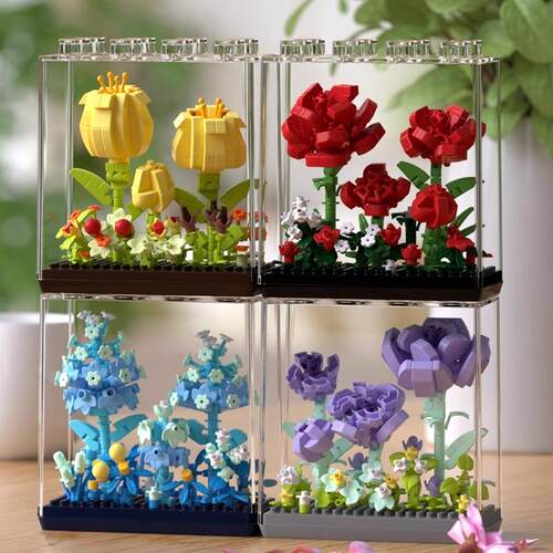 2025新年款绮梦花盒玫瑰积木永生花diy立体拼装玩具摆件生日礼物