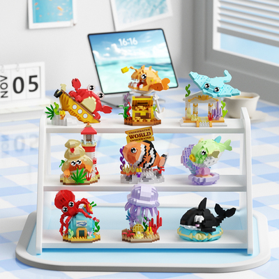 海洋生物积木小丑鱼虎鲸螃蟹章鱼益智拼装玩具六一儿童节礼物礼品